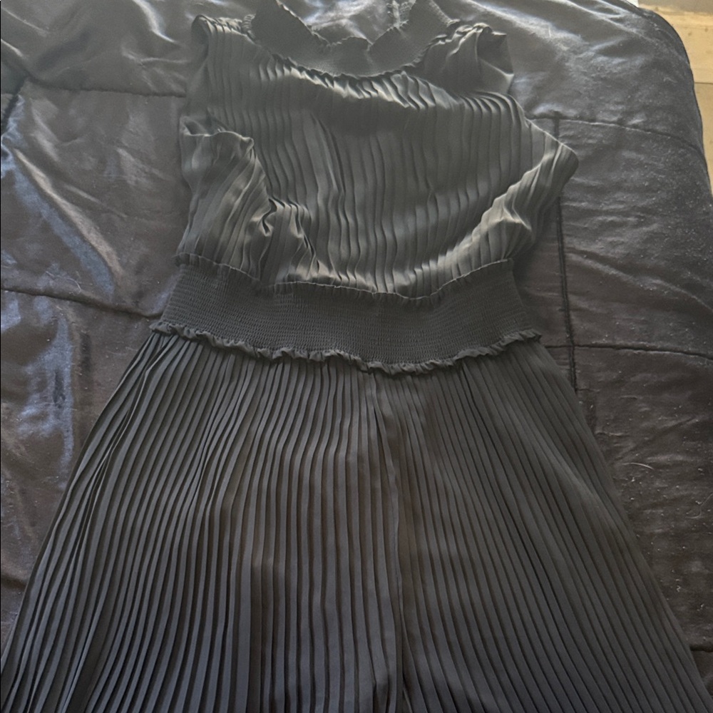 Nanette Lepore Black Pleated Jumpsuit